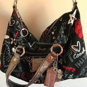 Coach 16200 poppy graffiti multi-color satchel